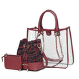 (red)Diva PVC Tote Bag with Tweed Bucket Bag by Mia K. - BagNook