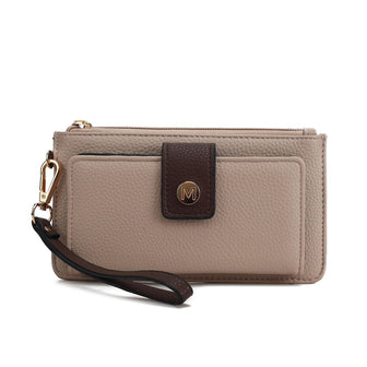 (taupe-coffee)Olympe Vegan Leather Wristlet Wallet by Mia K - BagNook