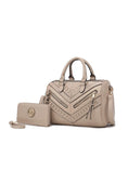 Load image into Gallery viewer, (taupe)Lara Vegan Leather Satchel with Wallet by Mia k - BagNook
