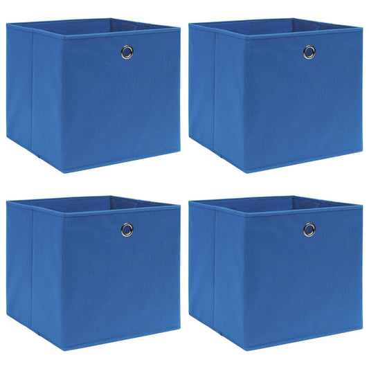 Storage Boxes 4pc 12.6"x12.6"x12.6" Fabric - Blue - BagNook