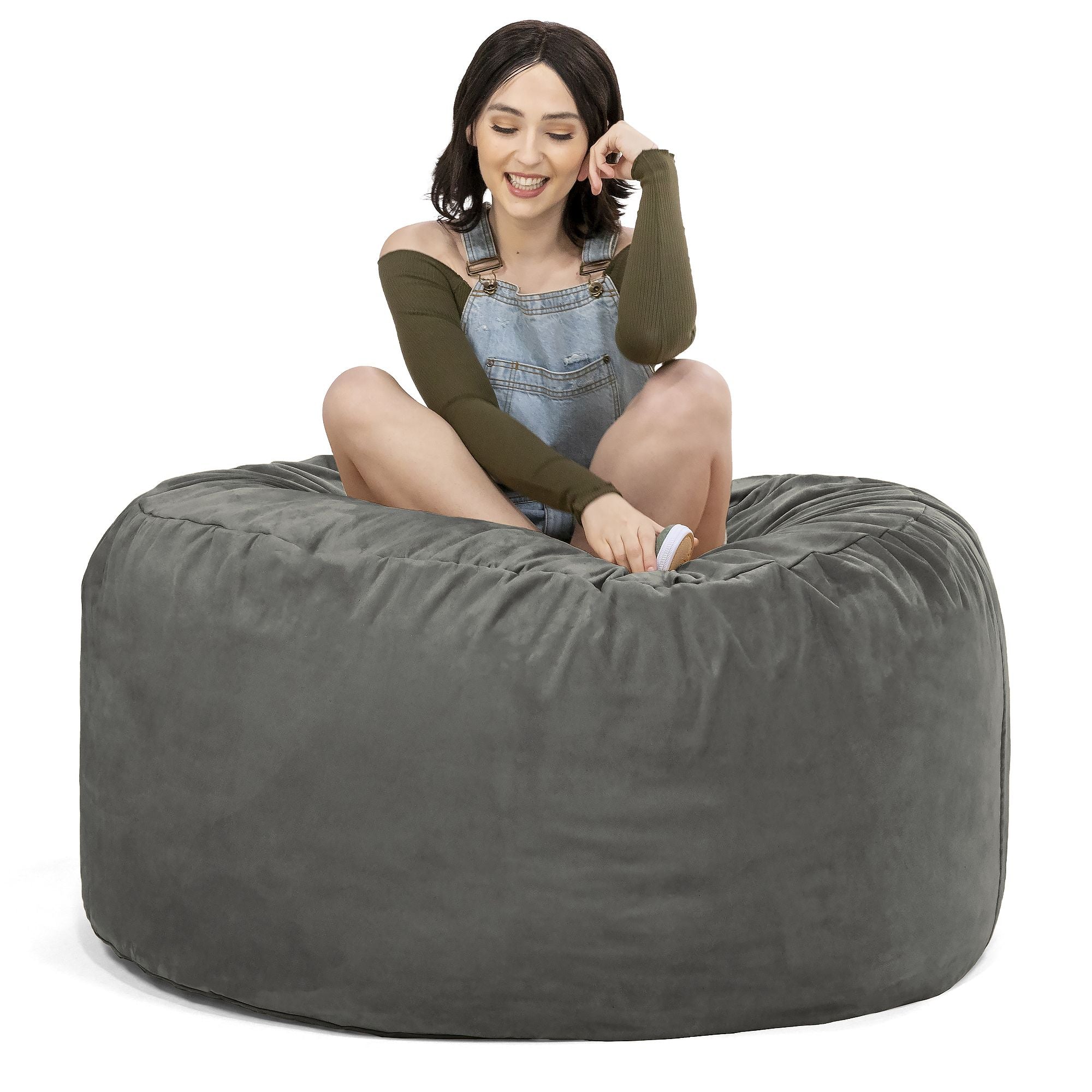 Jaxx Saxx 4 Foot Round Bean Bag, Charcoal - BagNook