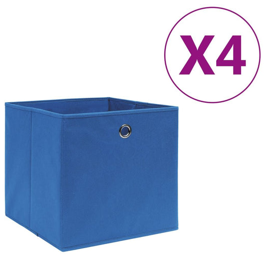 Storage Boxes 4 pcs Non-woven Fabric 11"x11"x11" - Blue - BagNook