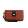Load image into Gallery viewer, (cognac-black)Olympe Vegan Leather Wristlet Wallet by Mia K - BagNook
