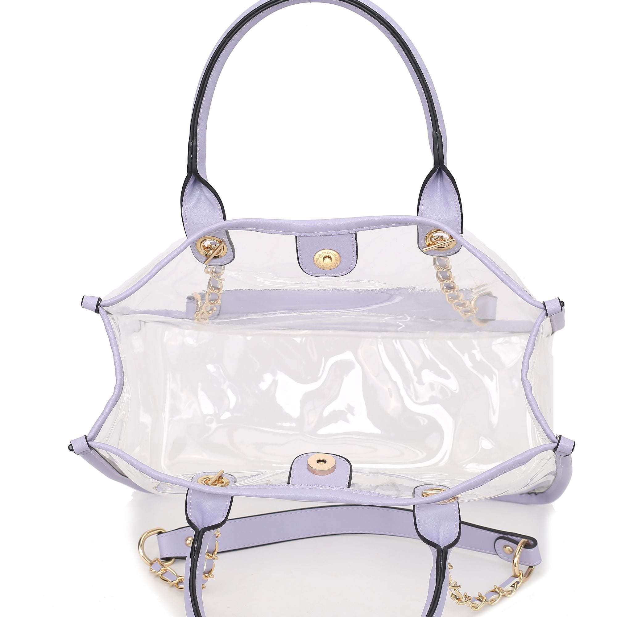 (lilac)Diva PVC Tote Bag with Tweed Bucket Bag by Mia K. - BagNook