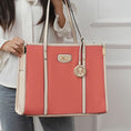 Load image into Gallery viewer, (peach ivory)Kindred Oversize Tote Vegan Leather by Mia k - BagNook

