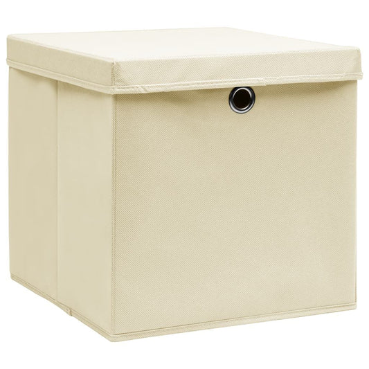 Storage Boxes w/Lid 10pc 12.6"x12.6"x12.6" Fabric - Cream - BagNook