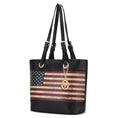Load image into Gallery viewer, (black)Vera Vegan Leather Patriotic Flag Women Tote by Mia K - BagNook

