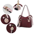 Load image into Gallery viewer, (burgundy-blush)Jaseli Hobo with Wristlet Key Ring & card Holder by Mia k - BagNook

