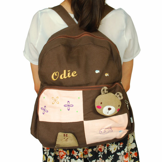 Bear House Fabric Art School Daypack - BagNook