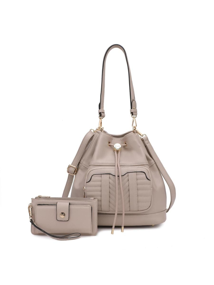 (taupe)Ryder Shoulder Bag with Wallet by Mia k - BagNook