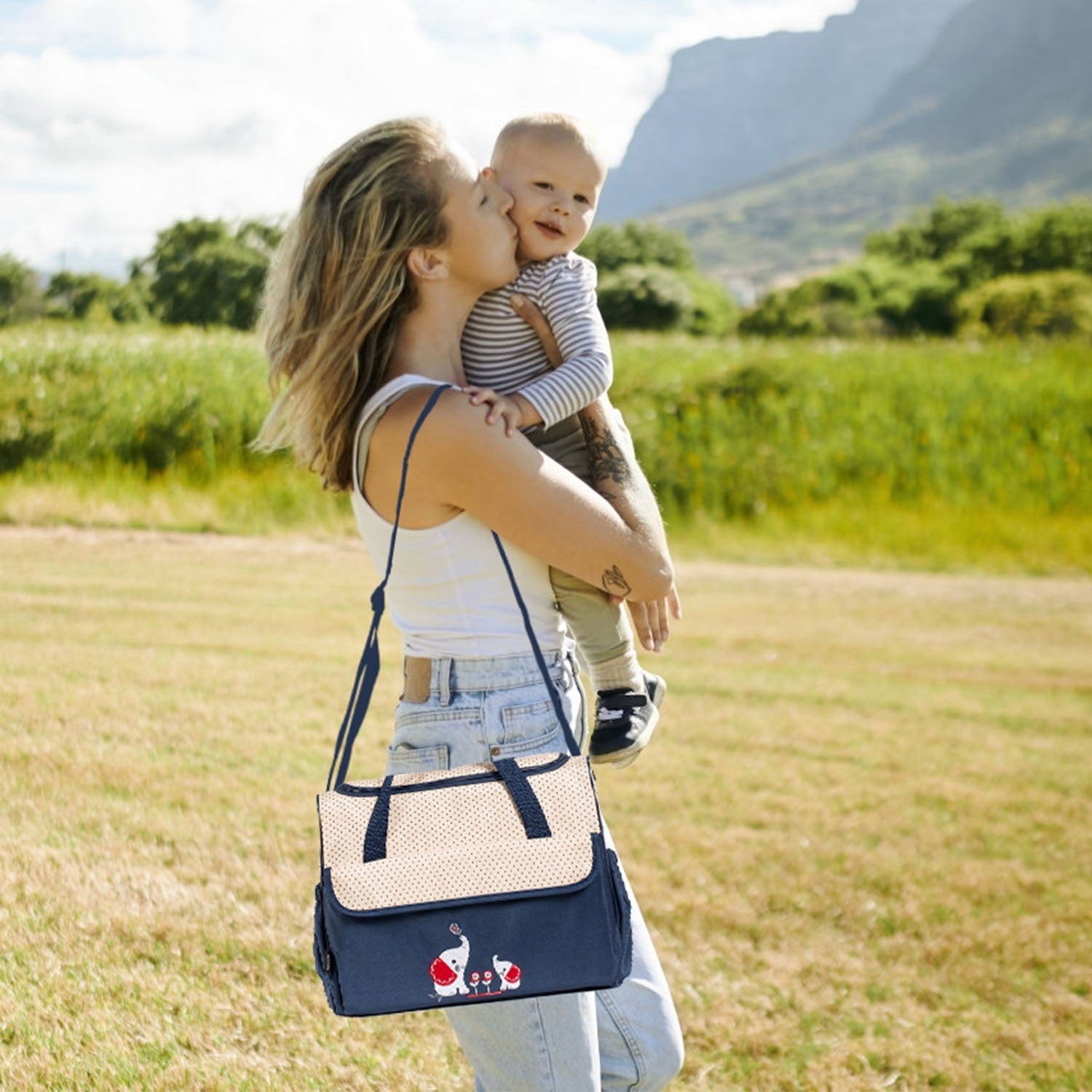 (navyblue)11Pcs Baby Diaper Bags Set - BagNook