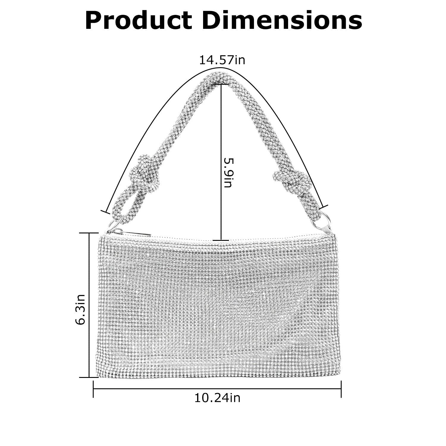 (silver)Glittery Rhinestone Evening Bag - BagNook