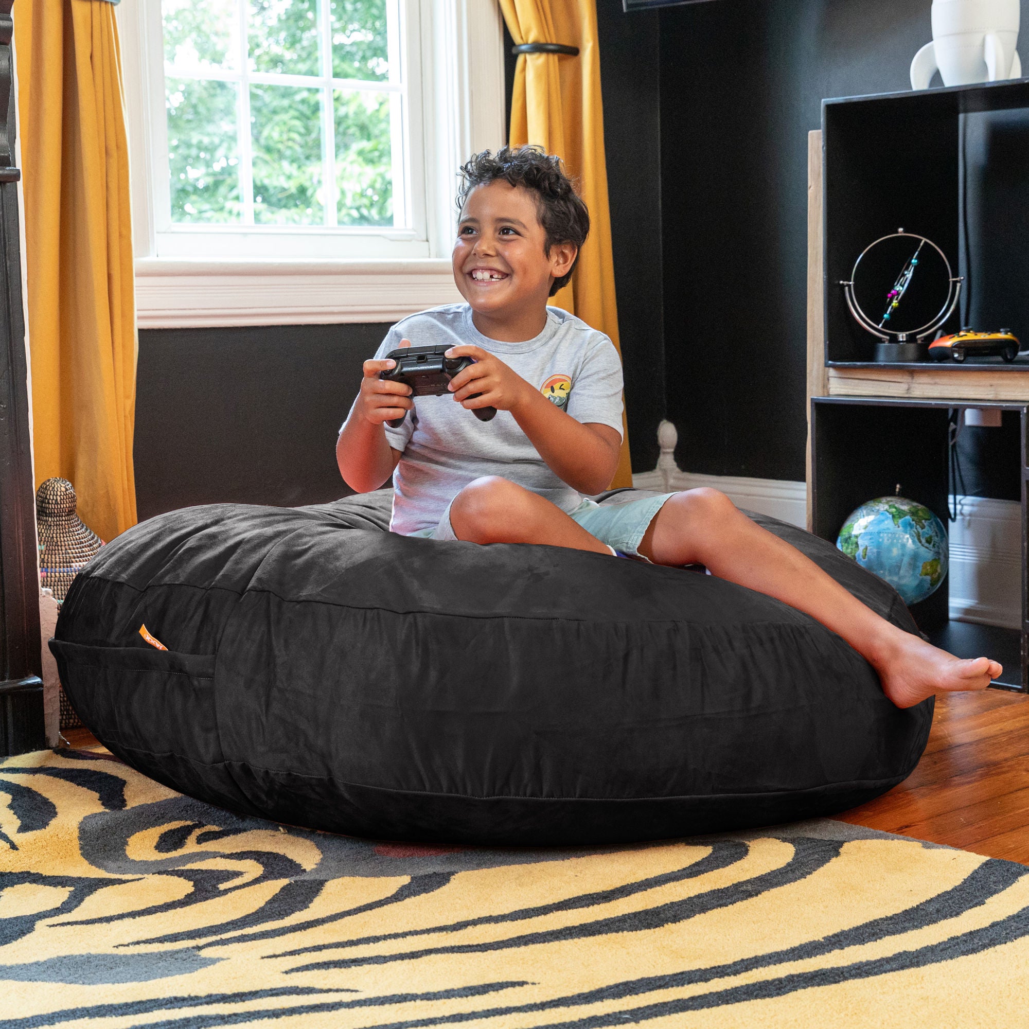 Jaxx 4 ft Cocoon Kids Bean Bag, Black - BagNook