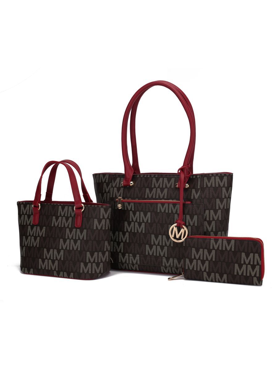 (red)Lady II M Signature Tote & Wallet Set by Mia k - BagNook
