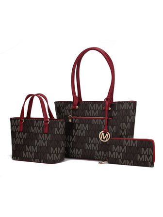 (red)Lady II M Signature Tote & Wallet Set by Mia k - BagNook