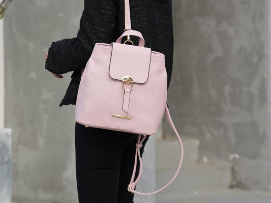 (pink)Ingrid Vegan Leather Convertible Daypack by Mia k - BagNook