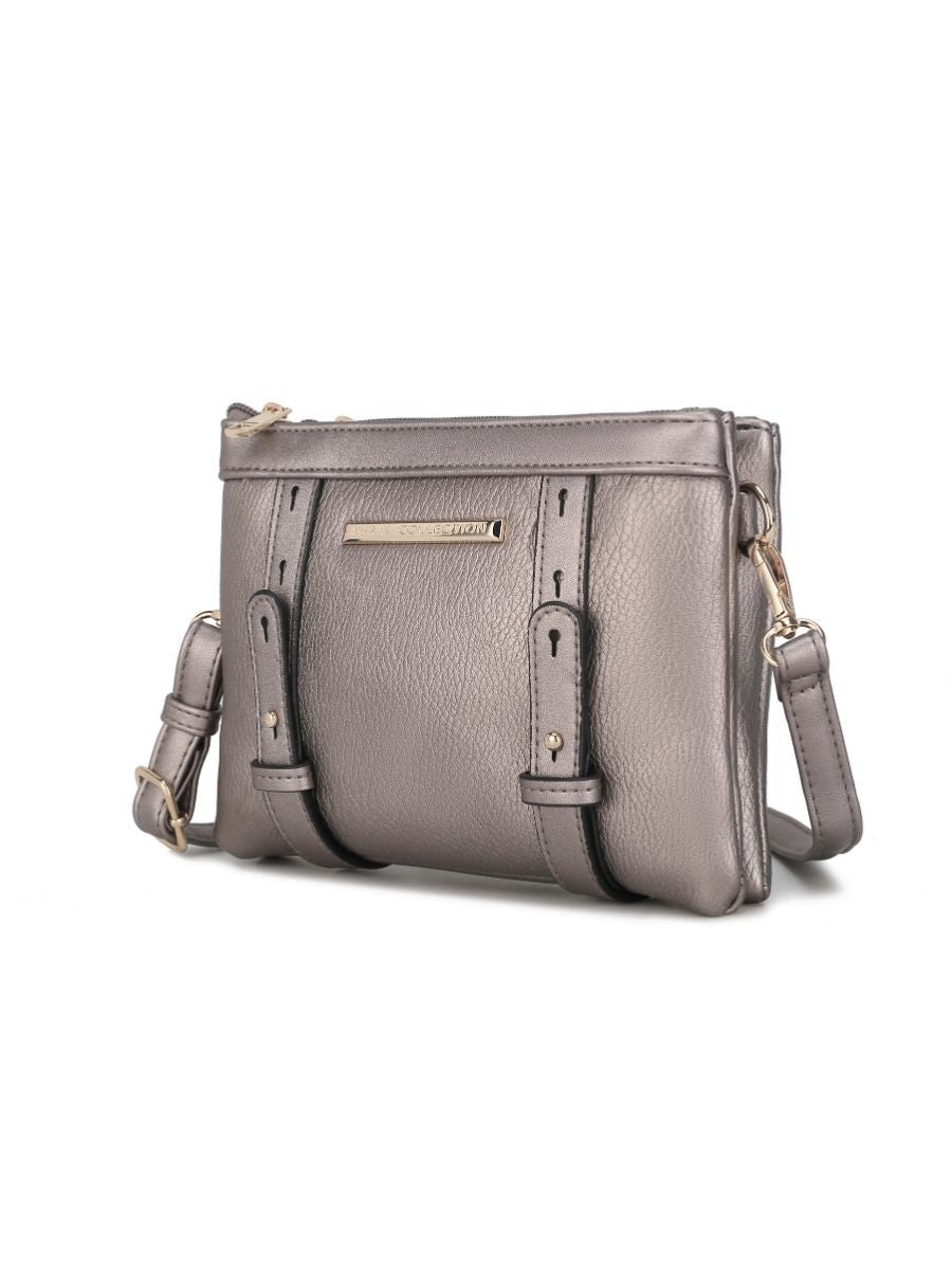 (pewter)Elsie Multi Compartment Crossbody Bag by Mia k - BagNook