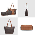 Load image into Gallery viewer, (brown)Lippa M Signature Crocodile Embossed Tote Set by Mia K - BagNook

