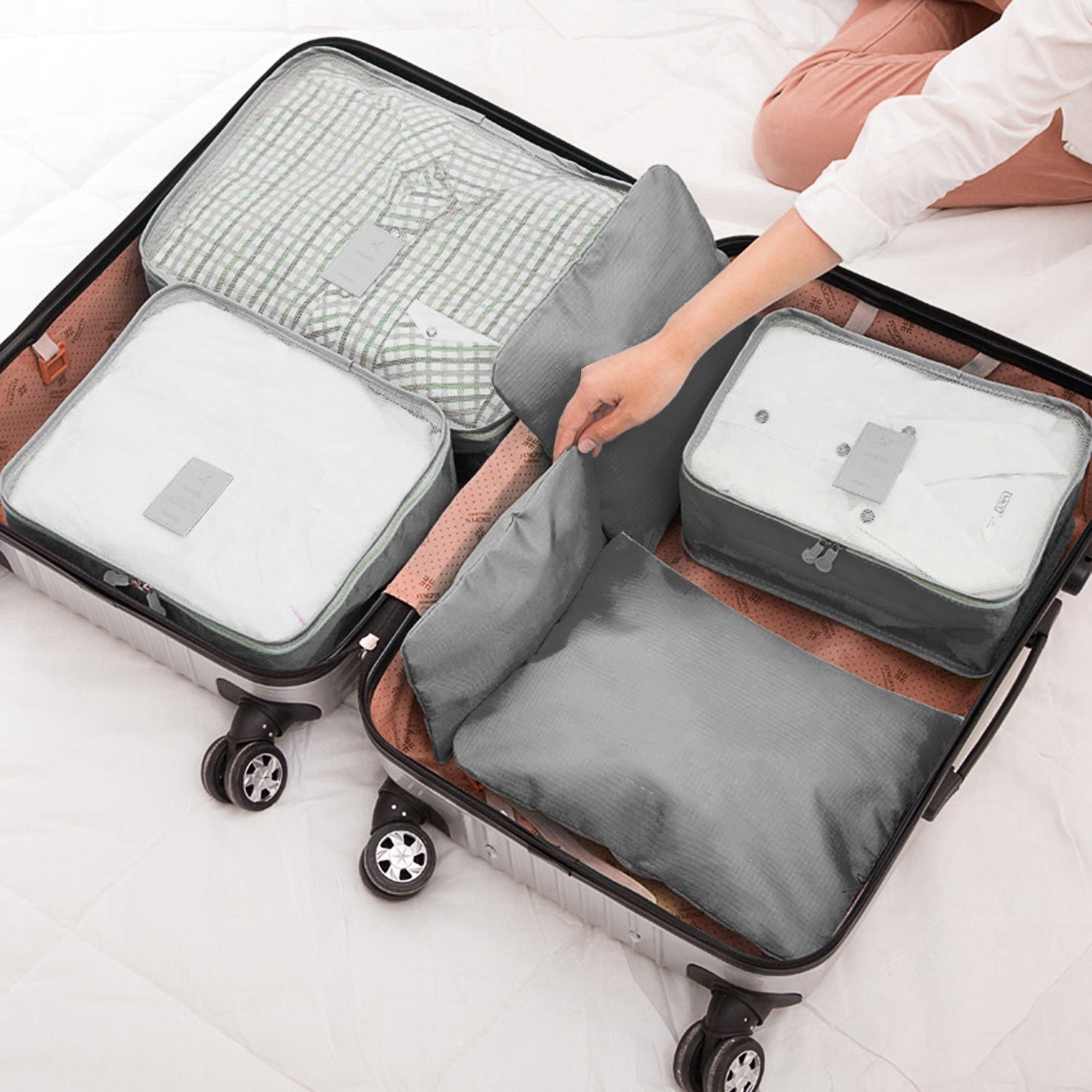 (gray)9pc Travel Luggage Organizer - BagNook