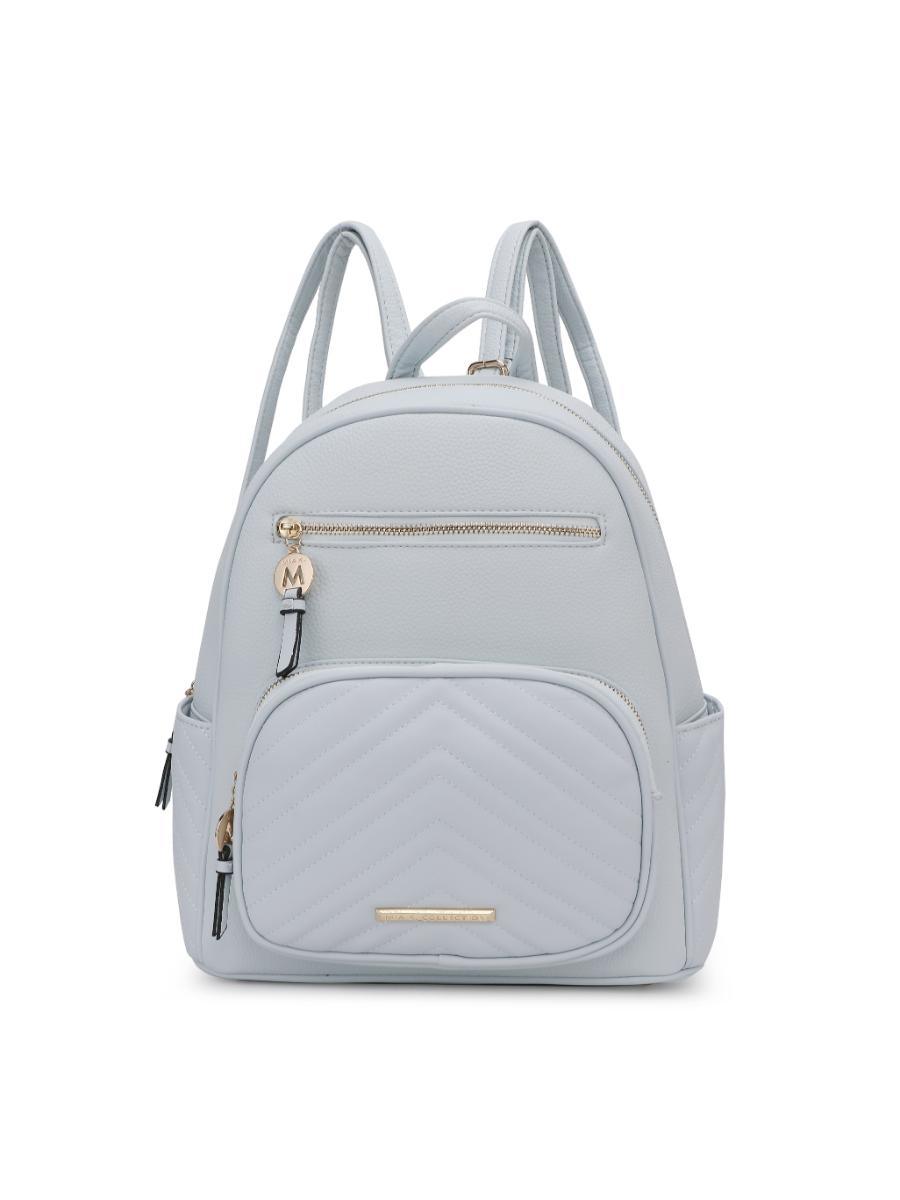 (light blue)Romana Vegan Leather Backpack by Mia k - BagNook