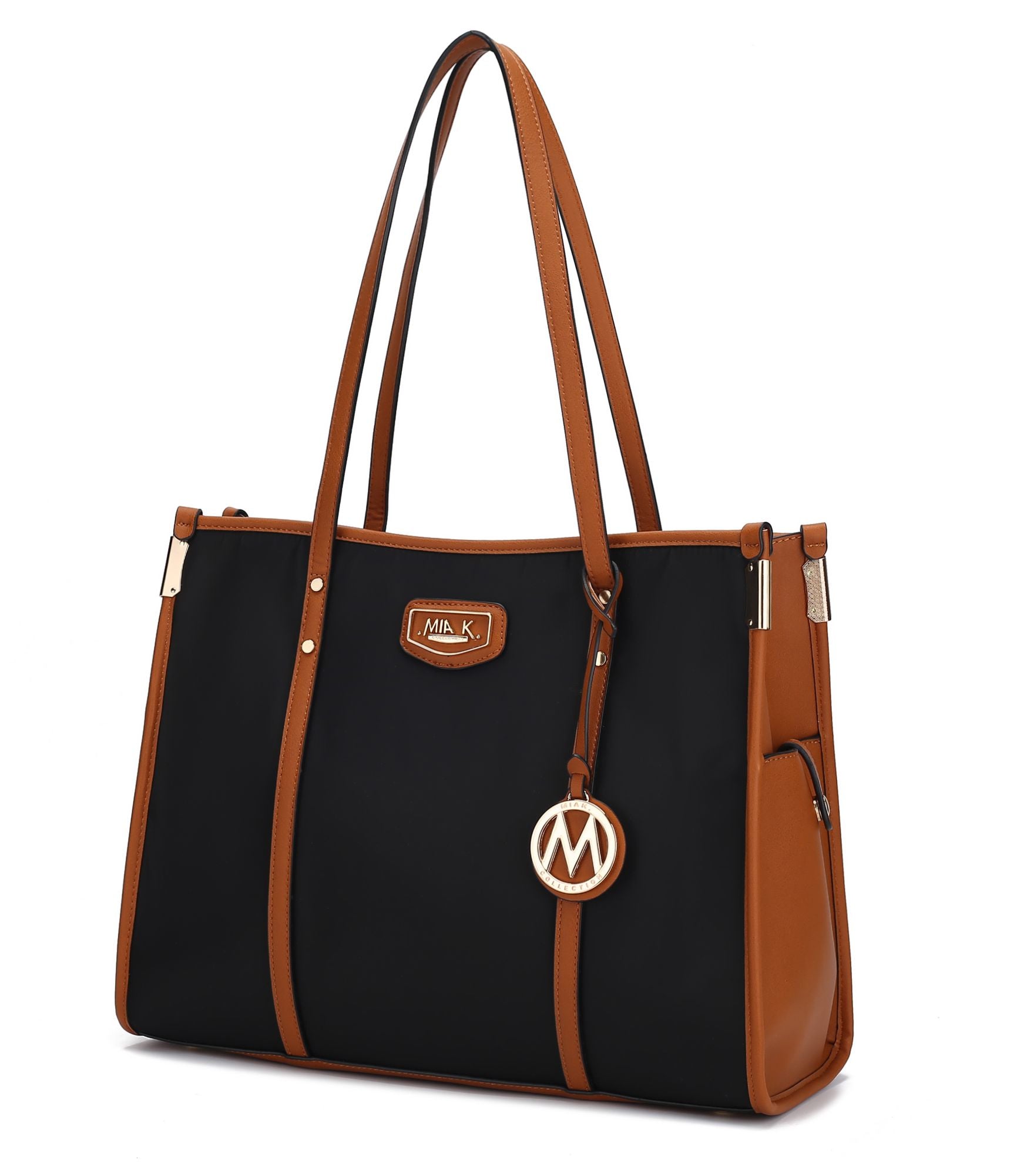 (black-cognac)Kindred Oversize Tote Vegan Leather by Mia k - BagNook