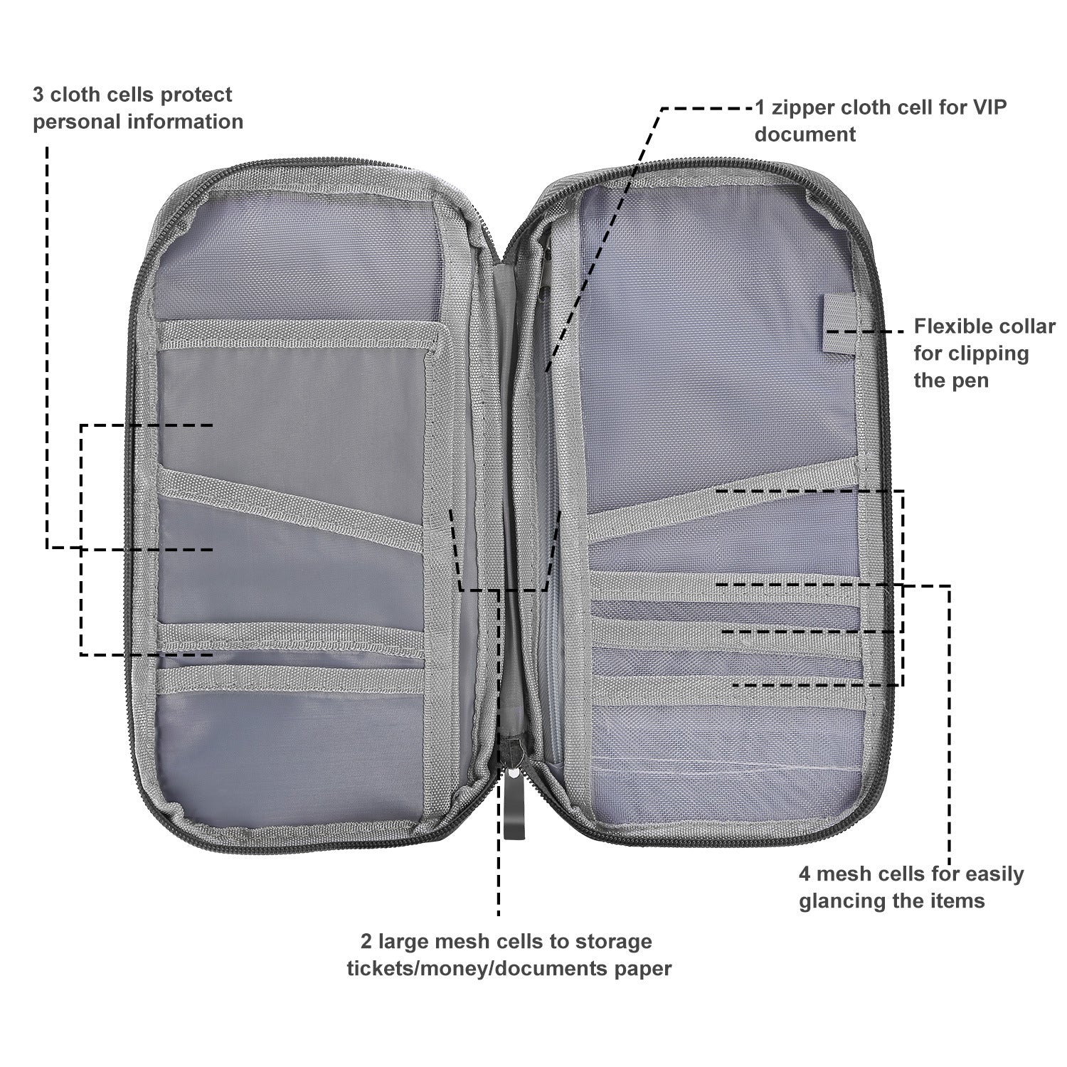 (silver)Travel Passport Wallet 12Cells - BagNook