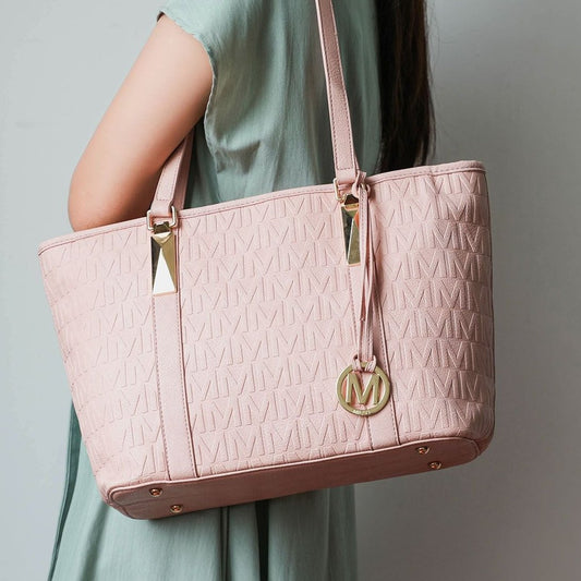 (rose pink)Arya 4pc Signature Vegan Leather Tote Bag Set by Mia K - BagNook