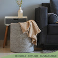 Load image into Gallery viewer, Recycled Cotton Laundry Basket - Woven Rope White Gray Mélange - BagNook
