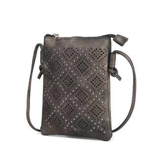 (pewter)Leysha Vegan Leather Crossbody Handbag by Mia K - BagNook