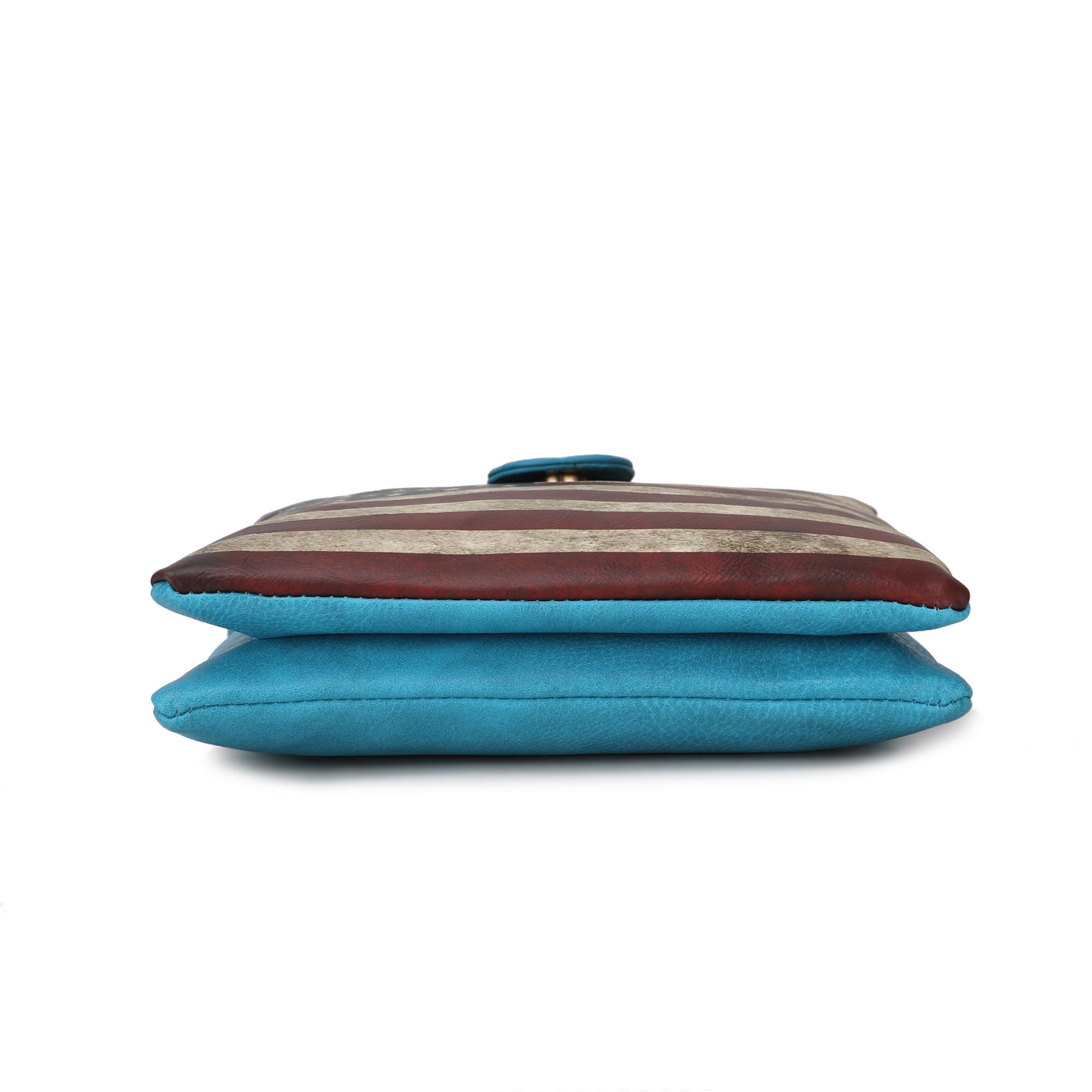 (turquoise)Josephine Vegan Leather FLAG Crossbody by Mia K - BagNook
