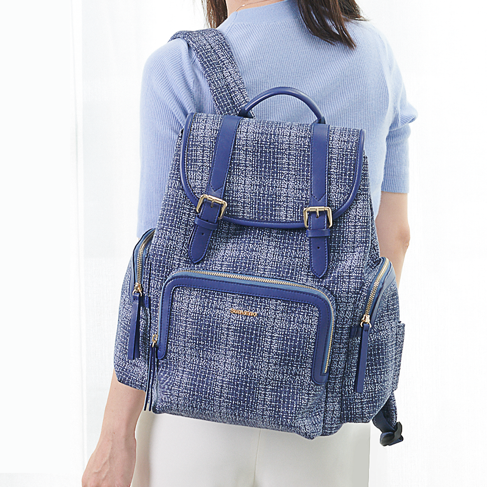 (navy)Tweed Like Diaper Backpack - BagNook