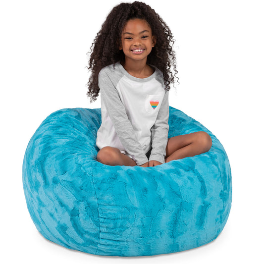 Jaxx Saxx 3 ft Bean Bag Chair - Faux Fur - Maui Turquoise - BagNook