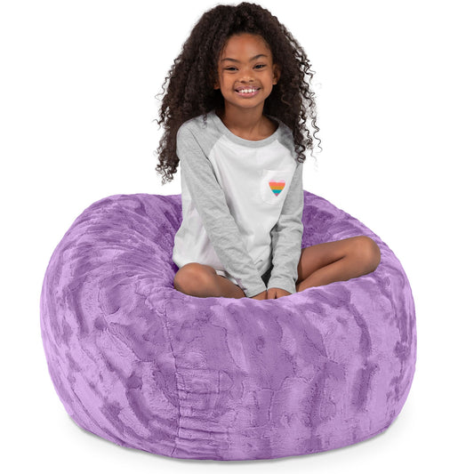 Jaxx Saxx 3 Ft Bean Bag Chair - Faux Fur - Bellflower Purple - BagNook