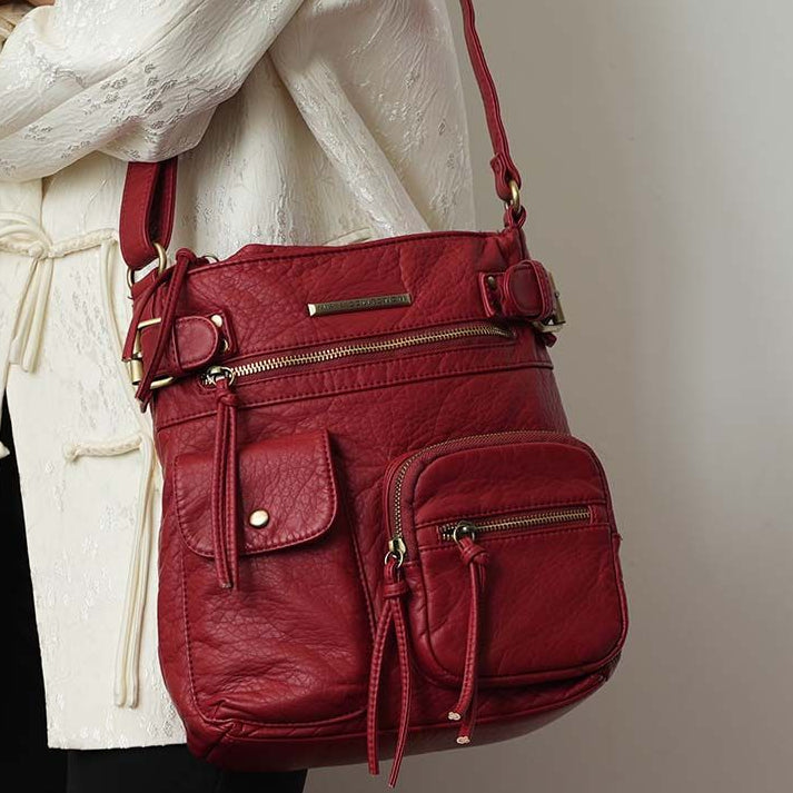 (red)Vintage Stiella Shoulder Handbag by Mia K - BagNook