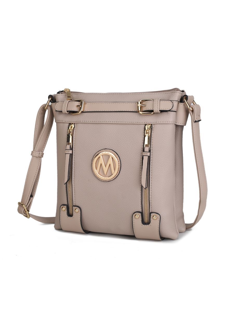 (taupe)Lilian Vegan Leather Crossbody by Mia k - BagNook