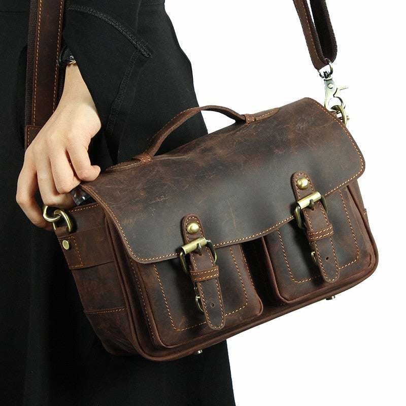 The Faust Leather Camera Bag | Vintage Messenger Bag - BagNook