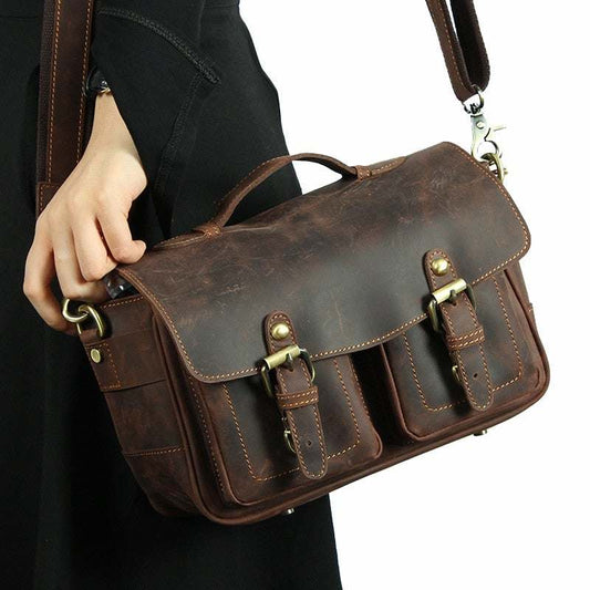 The Faust Leather Camera Bag | Vintage Messenger Bag - BagNook