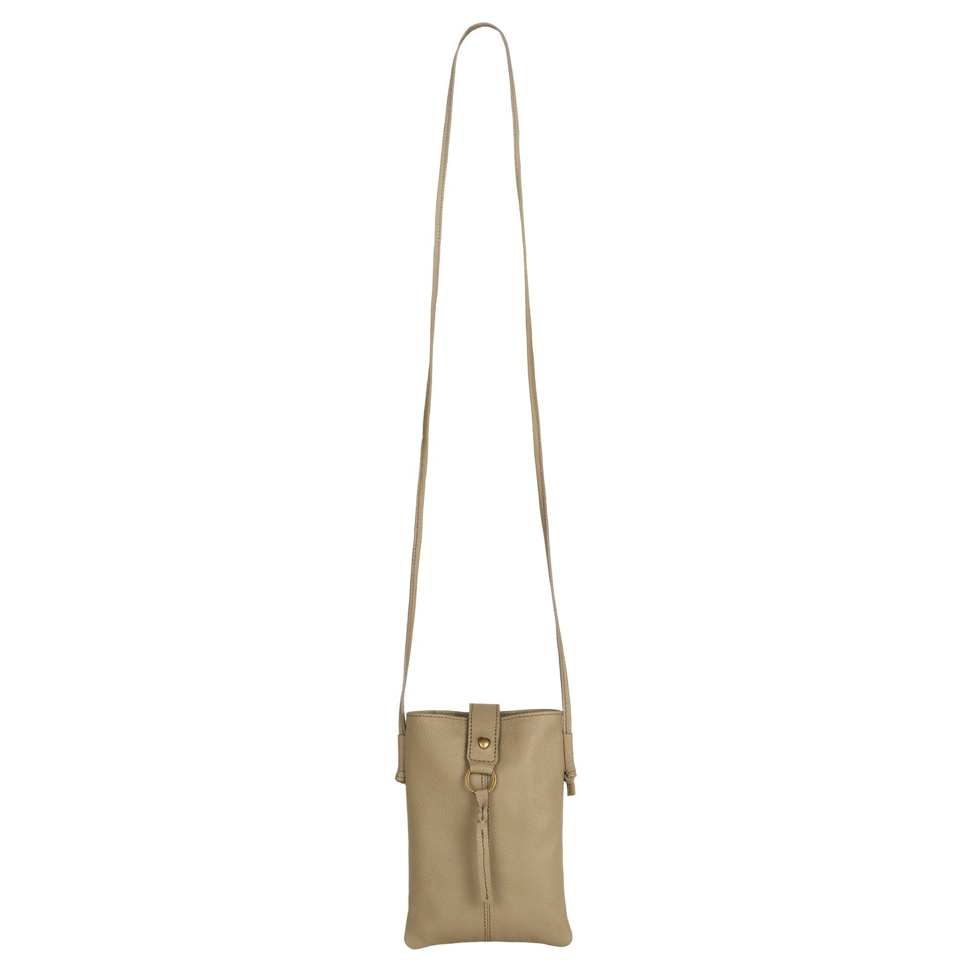 Jennie Small Crossbody bag w/ slim strap - Light Brown - BagNook