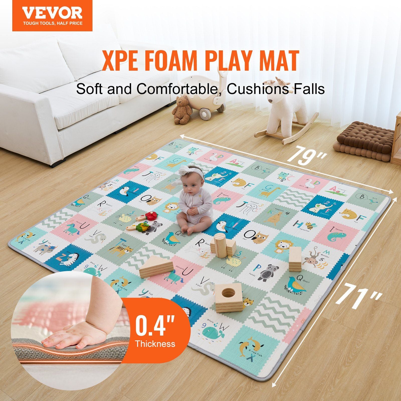 Baby Play Mat - 71"x79" - Reversible - BagNook