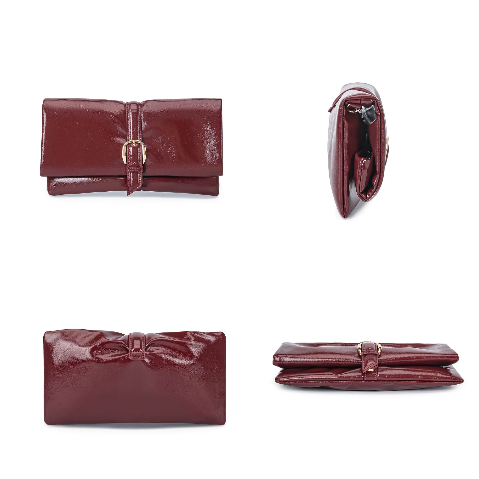 (wine)Koumei Wristlet Purse Envelope Snap by Mia K - BagNook