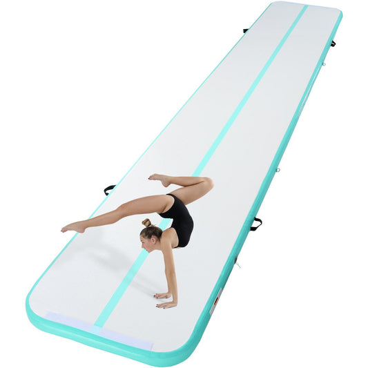 VEVOR Gymnastics Inflatable Air Mat, 4" Thick, 20ft Mint Green - BagNook