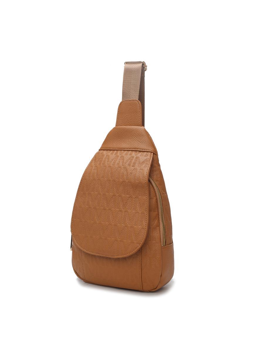 (tan)Cleisy M Embossed Women Sling Bag by MKF - BagNook