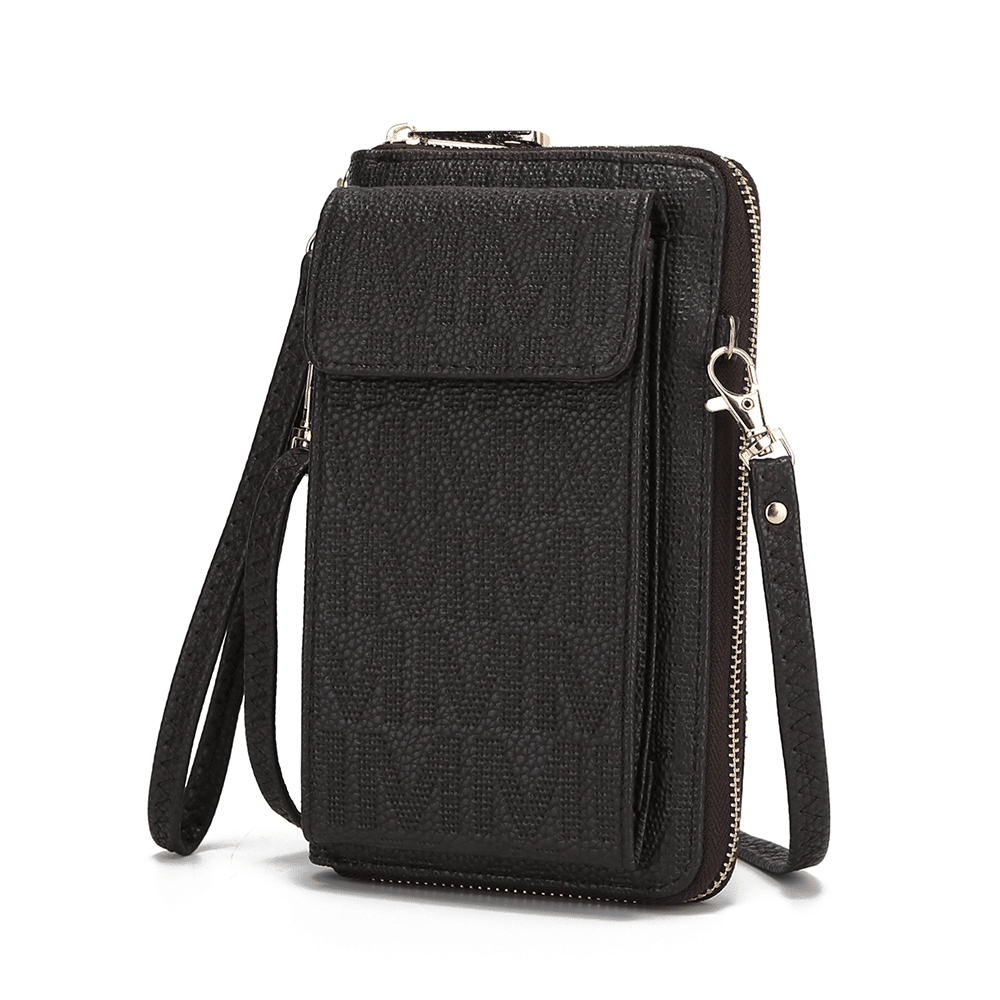 (chocolate)Caddy Vegan Leather Phone Wallet Crossbody by Mia k - BagNook