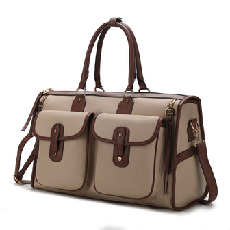 (taupe)Genevieve Duffel Color Block by Mia k - BagNook