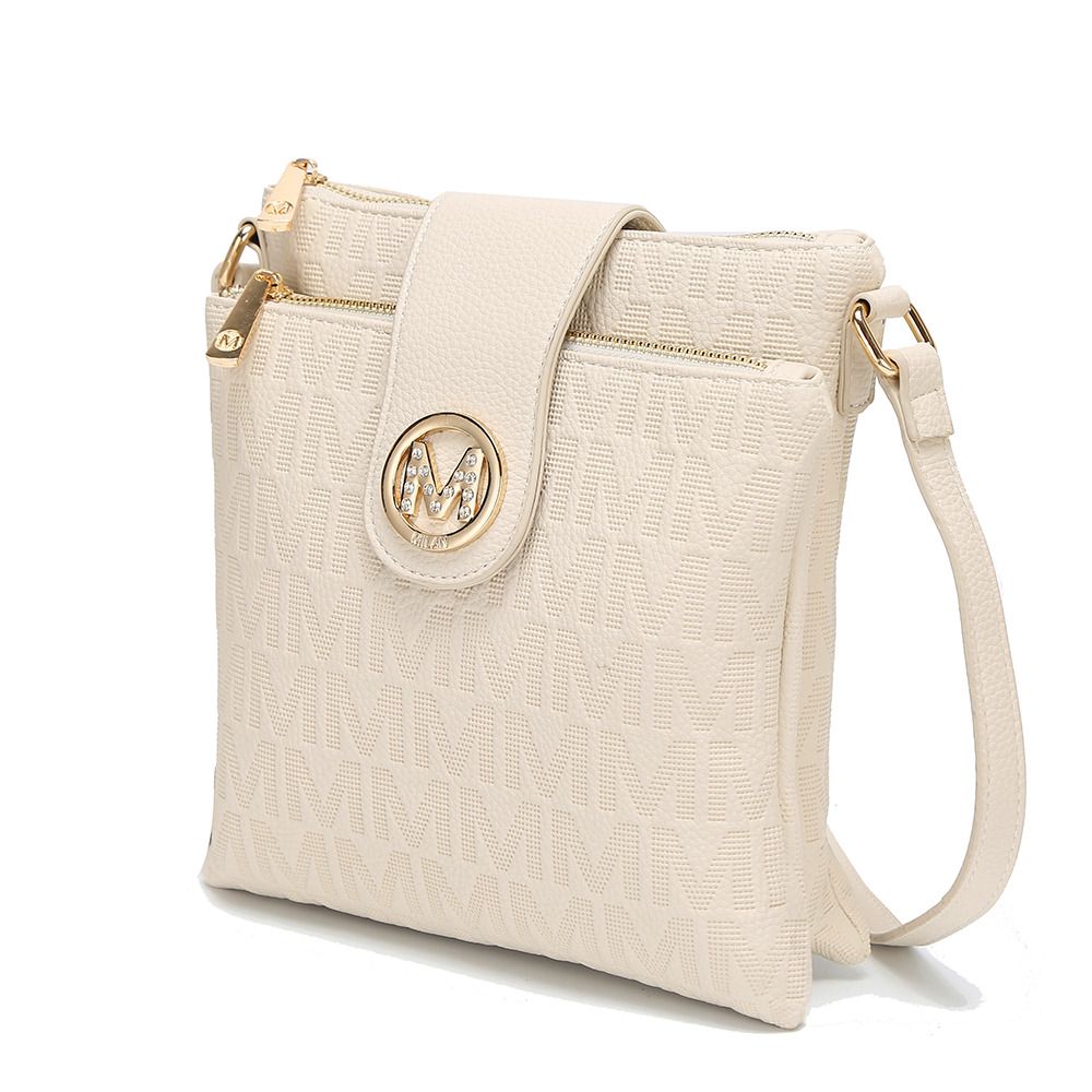 (beige)Marietta M Signature Crossbody Bag by Mia K - BagNook