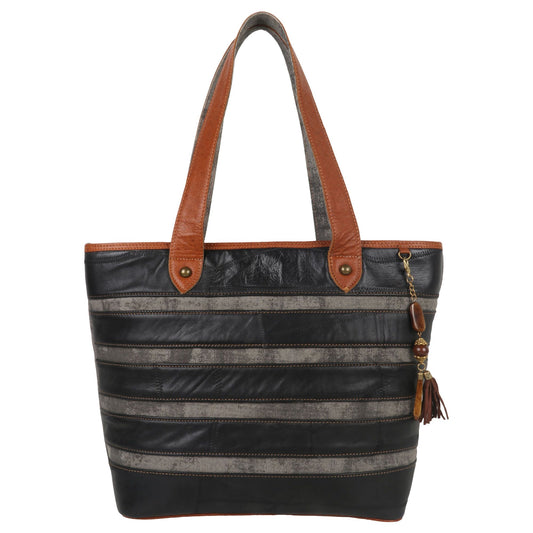 Inde Black Tote - Upcycled Leather - BagNook
