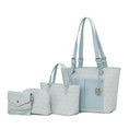 Load image into Gallery viewer, (light blue)Havenly 4pc Signature Vegan Leather Tote Bag Set by Mia K - BagNook
