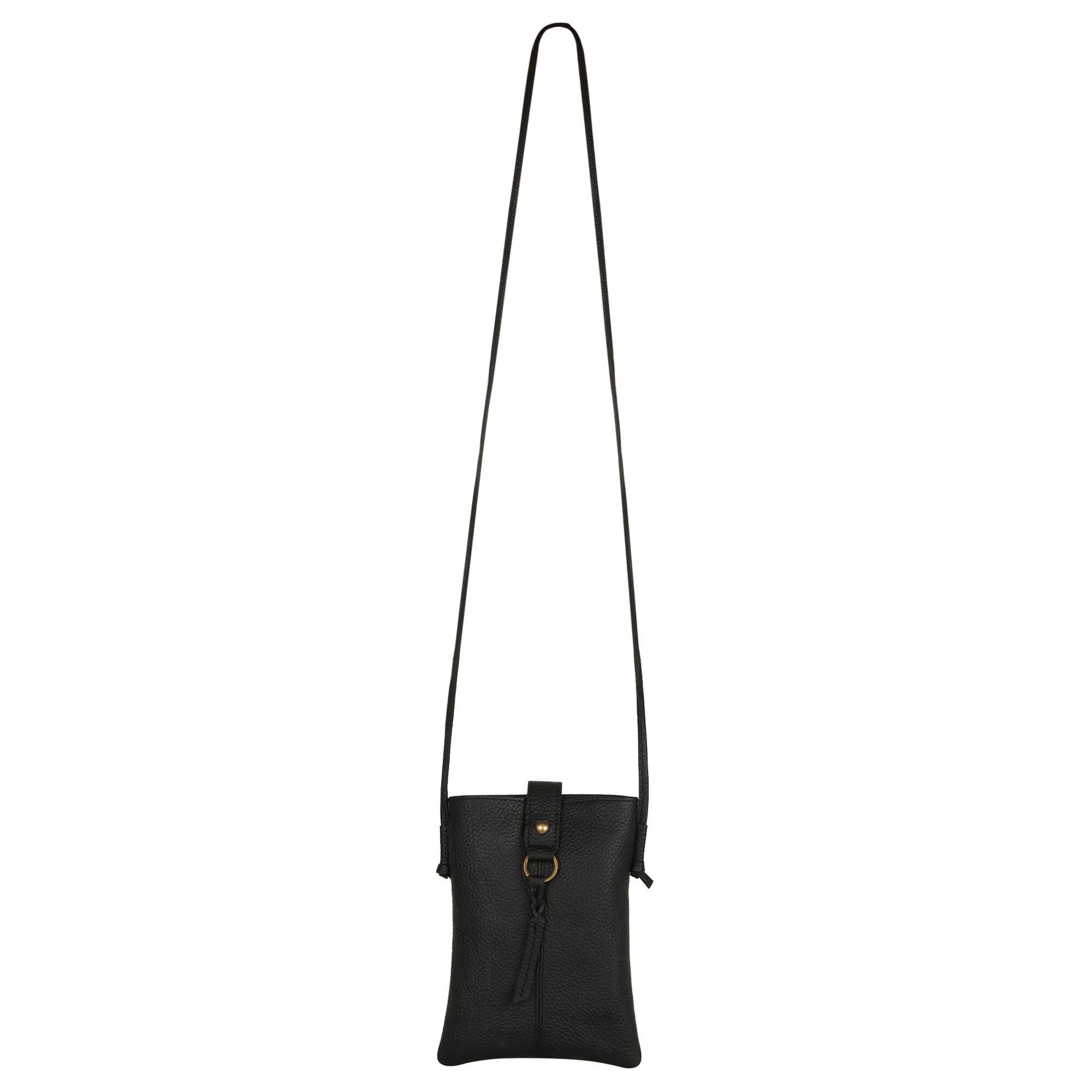 Jennie Small Crossbody bag w/ slim strap - Black - BagNook