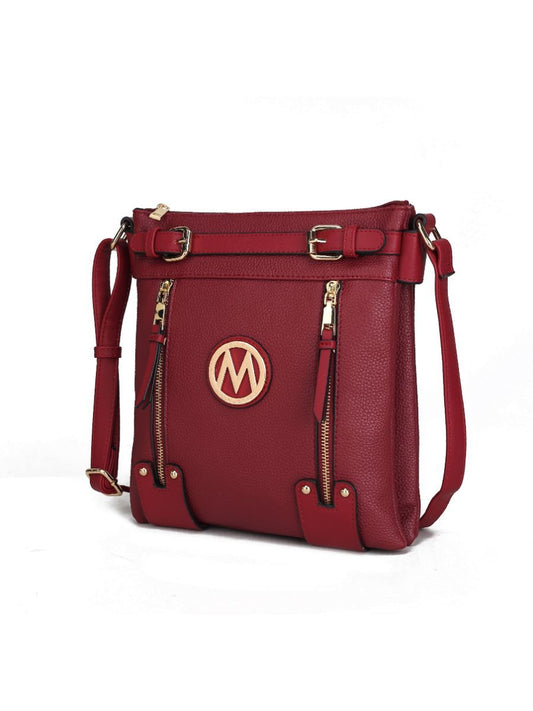 (red)Lilian Vegan Leather Crossbody by Mia k - BagNook