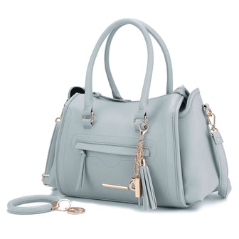 (light blue)Valeria Satchel Handbag with Keyring by Mia K - BagNook